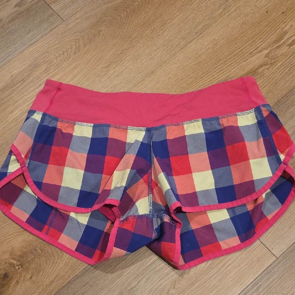 Lululemon Athletica Pink Plaid Athletic Shorts